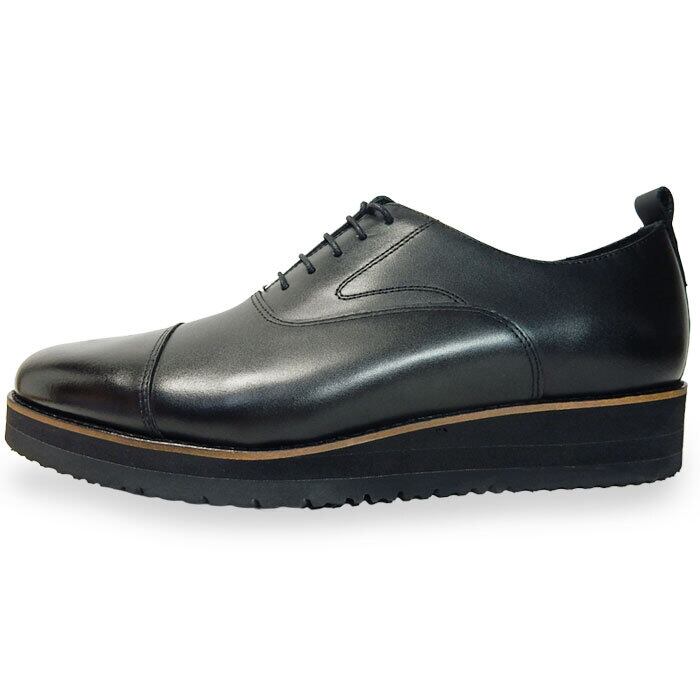 PARASHOE 本革 内羽根ストレートチップ（キャップトゥ）厚底ビジネス