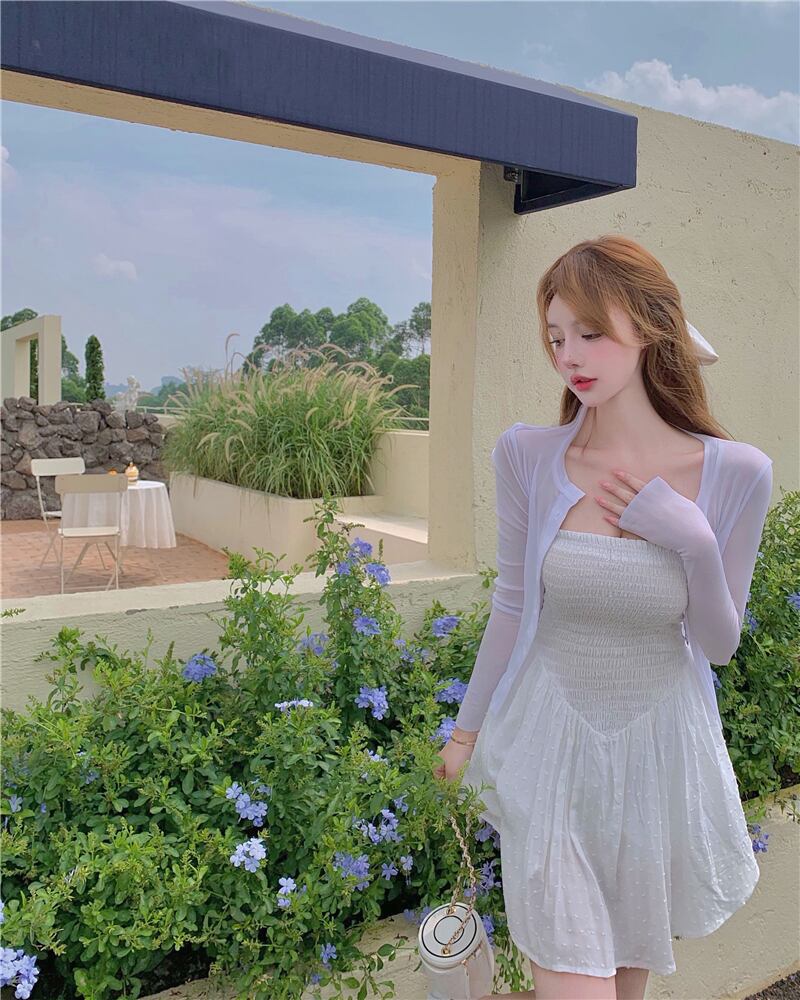 ニットセーター 薄手ショートカーディガンジャケット サマートップス ロング 夏物 シルク ブラックストロベリース42983726200