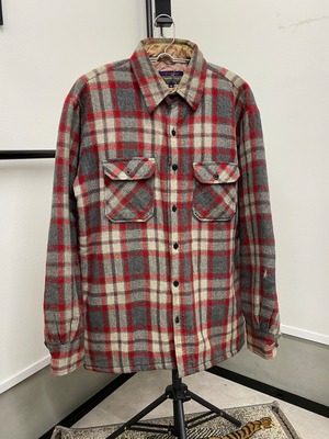 70sVintage Sportswear Wool/Nylon Quilting Check Shirt/L