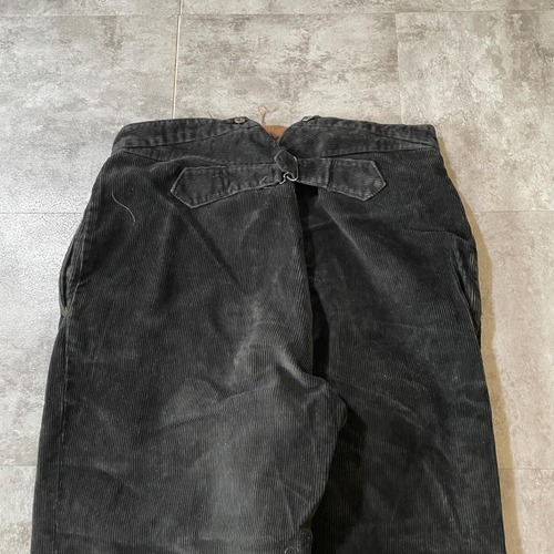 30-40s フレンチワーク 細畝コーデュロイ ブラック パンツ W31 詳細写真10
