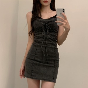 [PEACHVIN] Dolce Denim Dress (2color) 正規品 韓国ブランド 韓国通販 韓国代行 韓国ファッション ワンピース