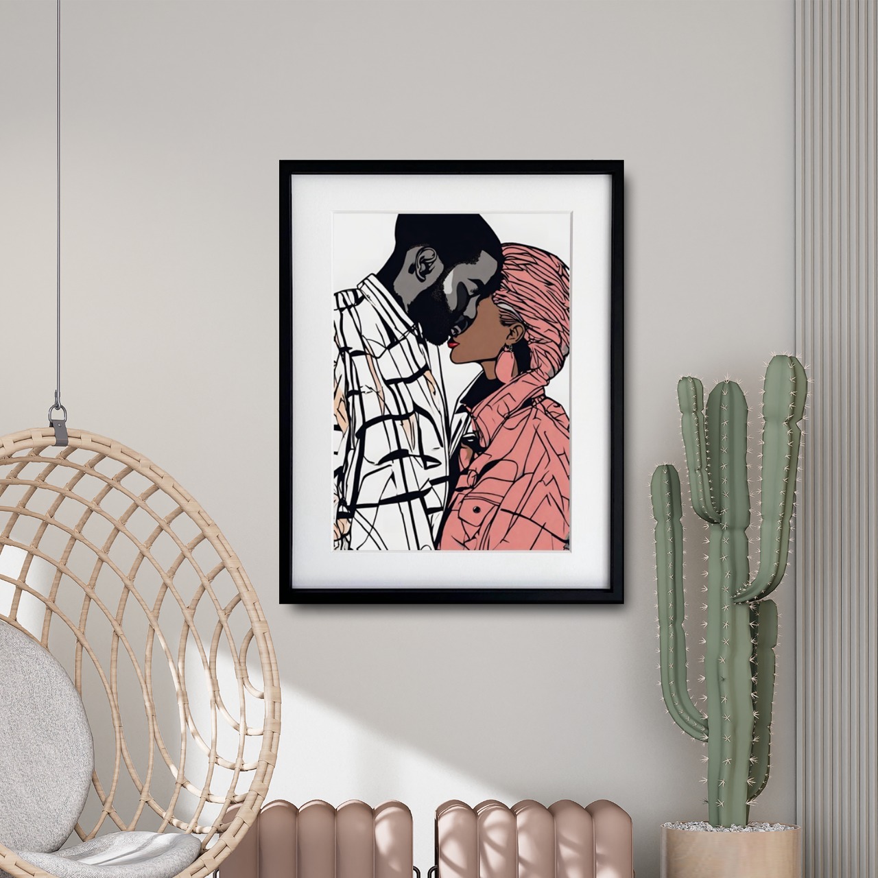 color of heart｜色彩で心の動きを描く抽象アートポスター｜北欧・モダン・フェミニン空間に合う額縁付きインテリアA4ポスター