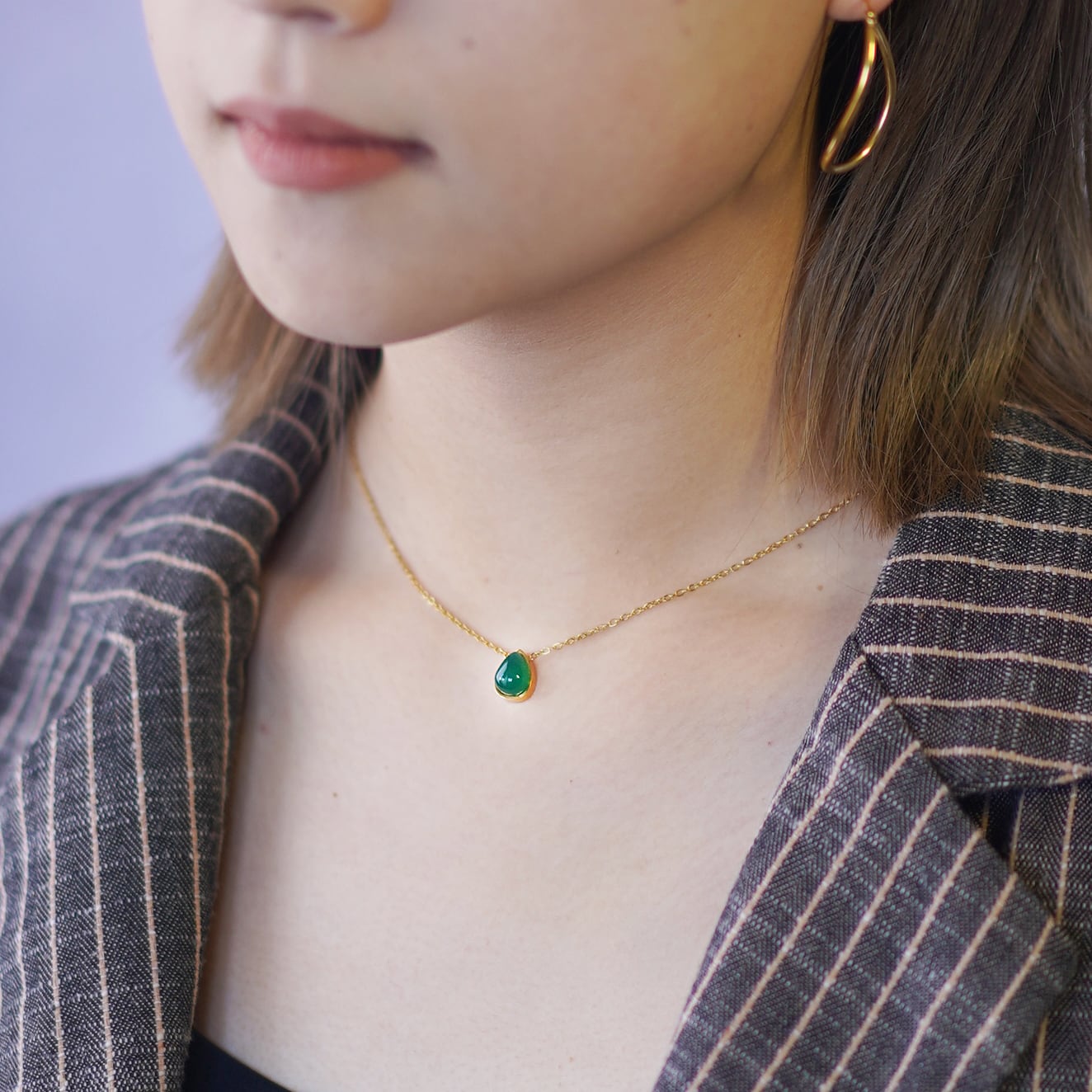 ドロップグリーンオニキスネックレス | jojono
