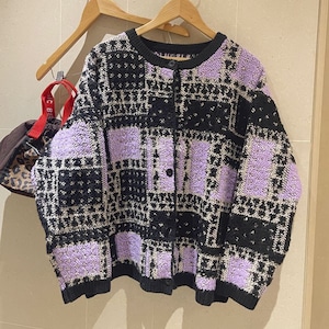 Check jacquard knit cardigan 2litr05861