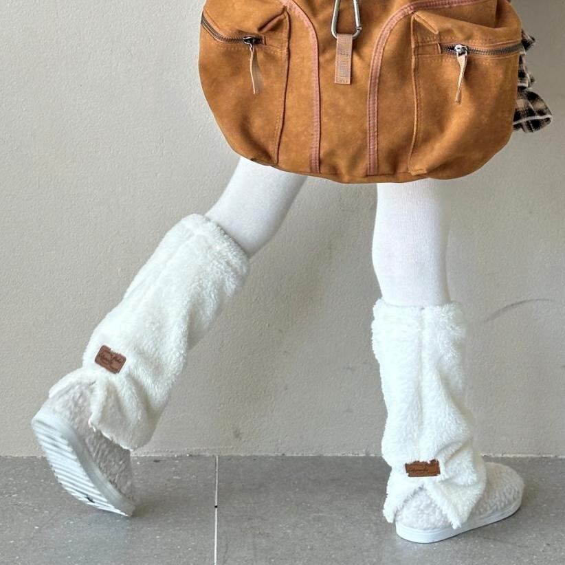 sold out»ブラック«elly molly» ボアレッグウォーマー3colors | capucapu