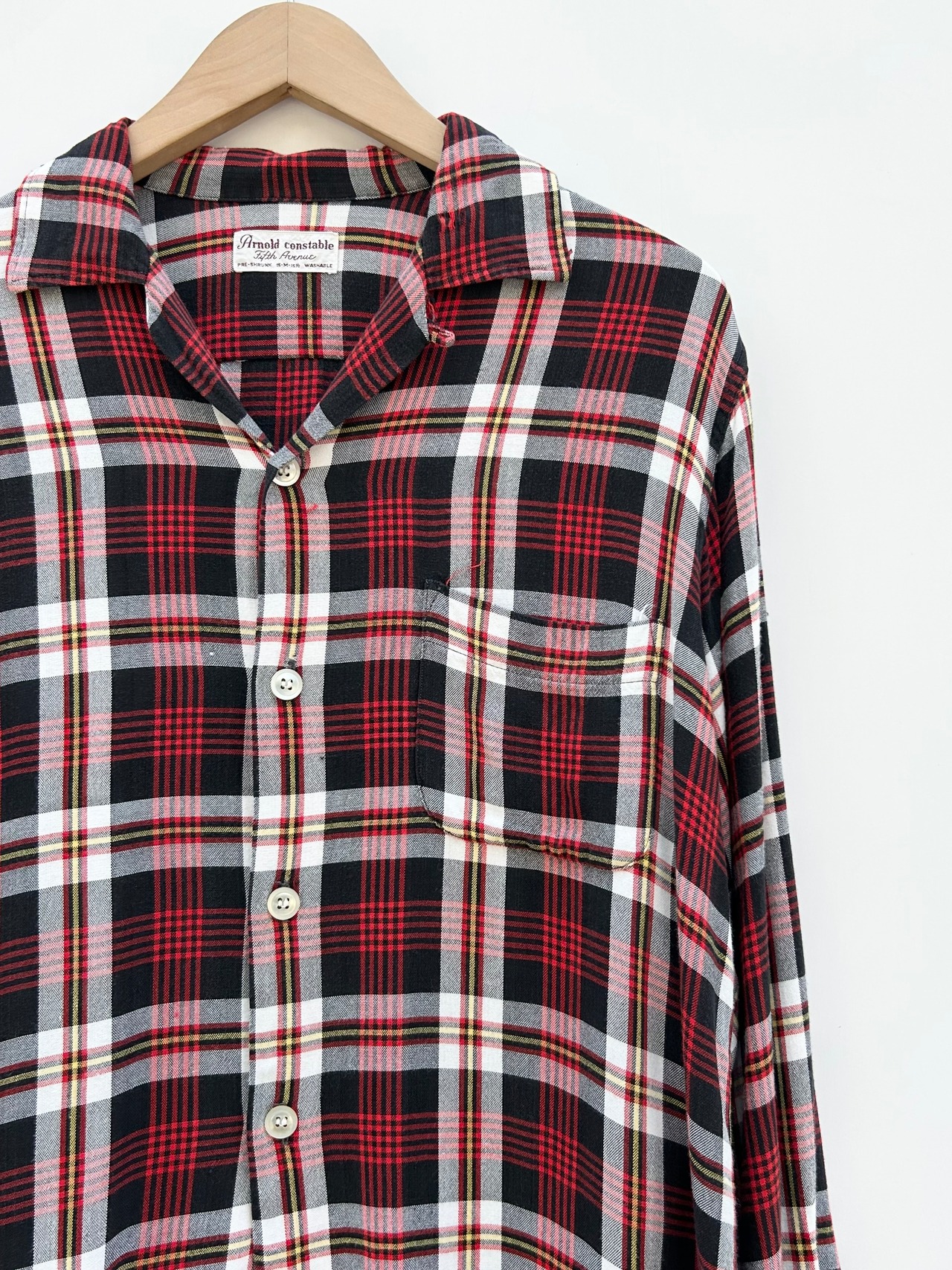 60s Arnold Constable RAYON OPEN COLLAR SHIRT Size M