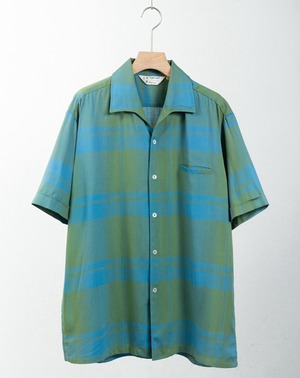 vintage "TOWNCRAFT" open collar rayon plaid shirt