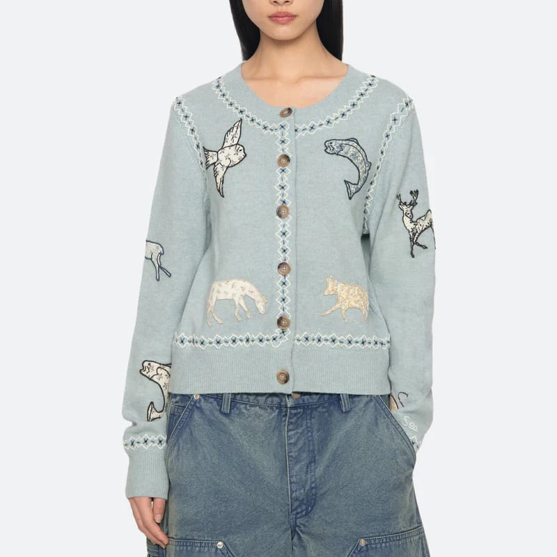 SEA NY WINSLOW CRAFT L/SLV CARDIGAN BLUE