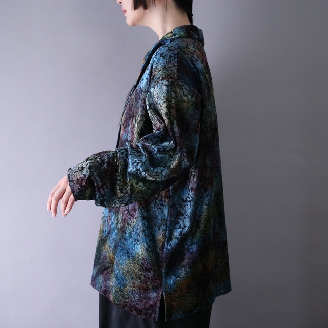 gradation beautiful color pattern special velours shirt