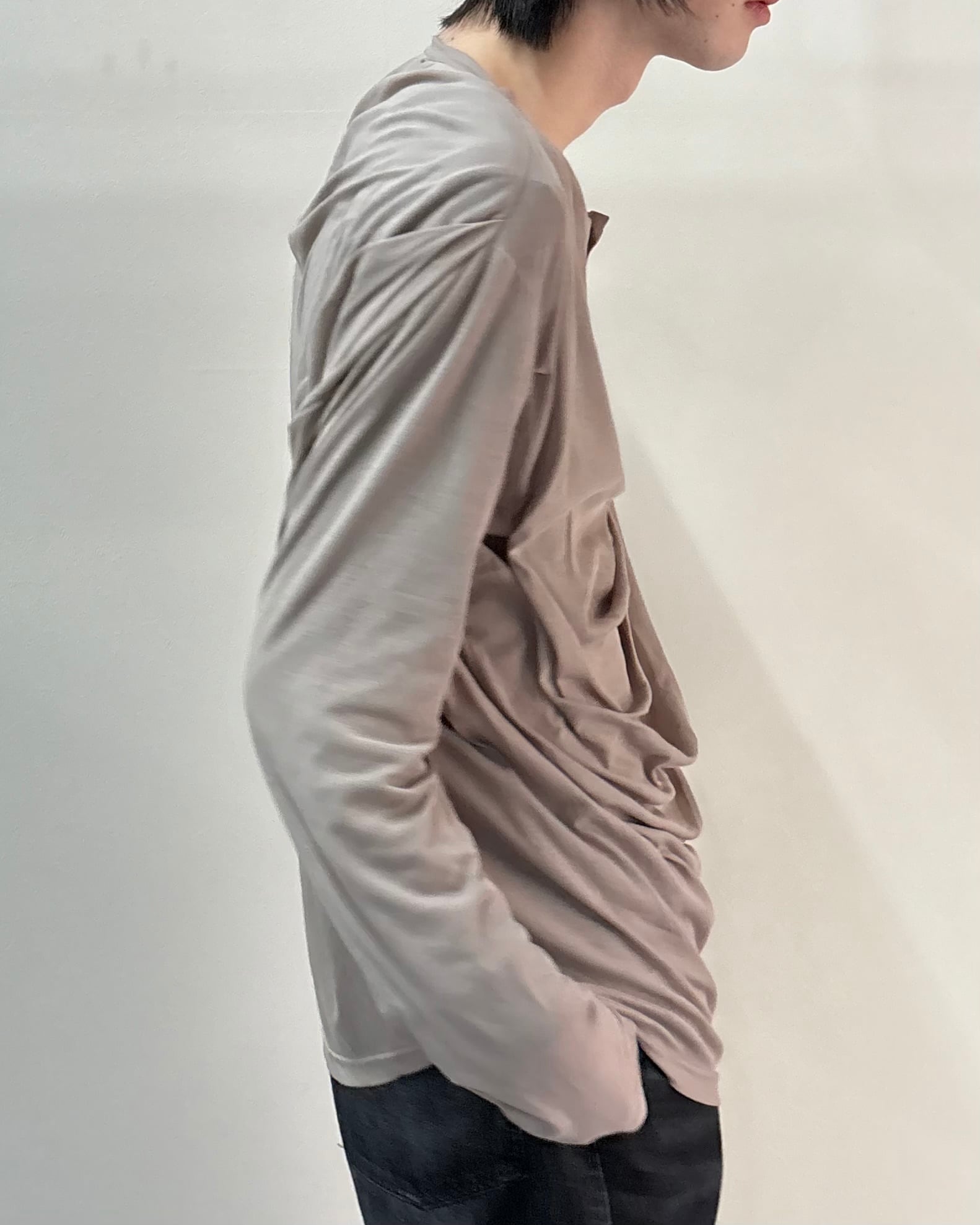 26SS/Oscar Ouyang】CLAW DRAPE HENLEY LONG SLEEVE TEE | blendmarket