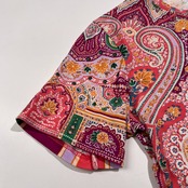 ETRO エトロ ペイズリー 総柄 ペイズリー系 コットン 半袖 Tシャツ カットソー サイズ 44 /ピンク系/イタリー製/エトロジャパン