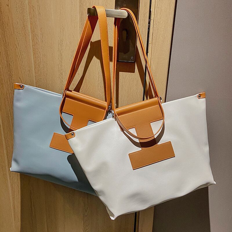 ネットレッドレトロビッグバッグ女性2020人気の新しいトレンディなファッションシンプルな大容量ショルダーバッグワイルドトートバッグ Tiancai_Wing_Bag6901796