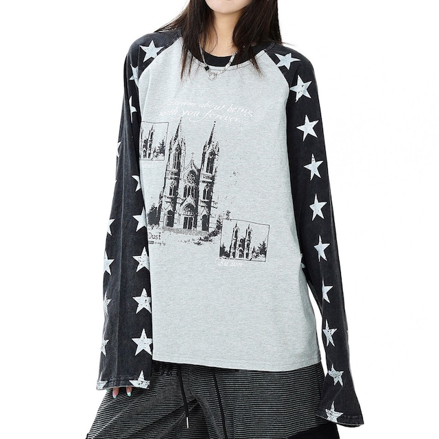 スターパターンラグランアートTシャツ 2col R02480