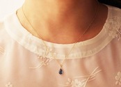 ロンドンブルートパーズ<ペアシェイプ・ブリオレット>のネックレス(K14GF)