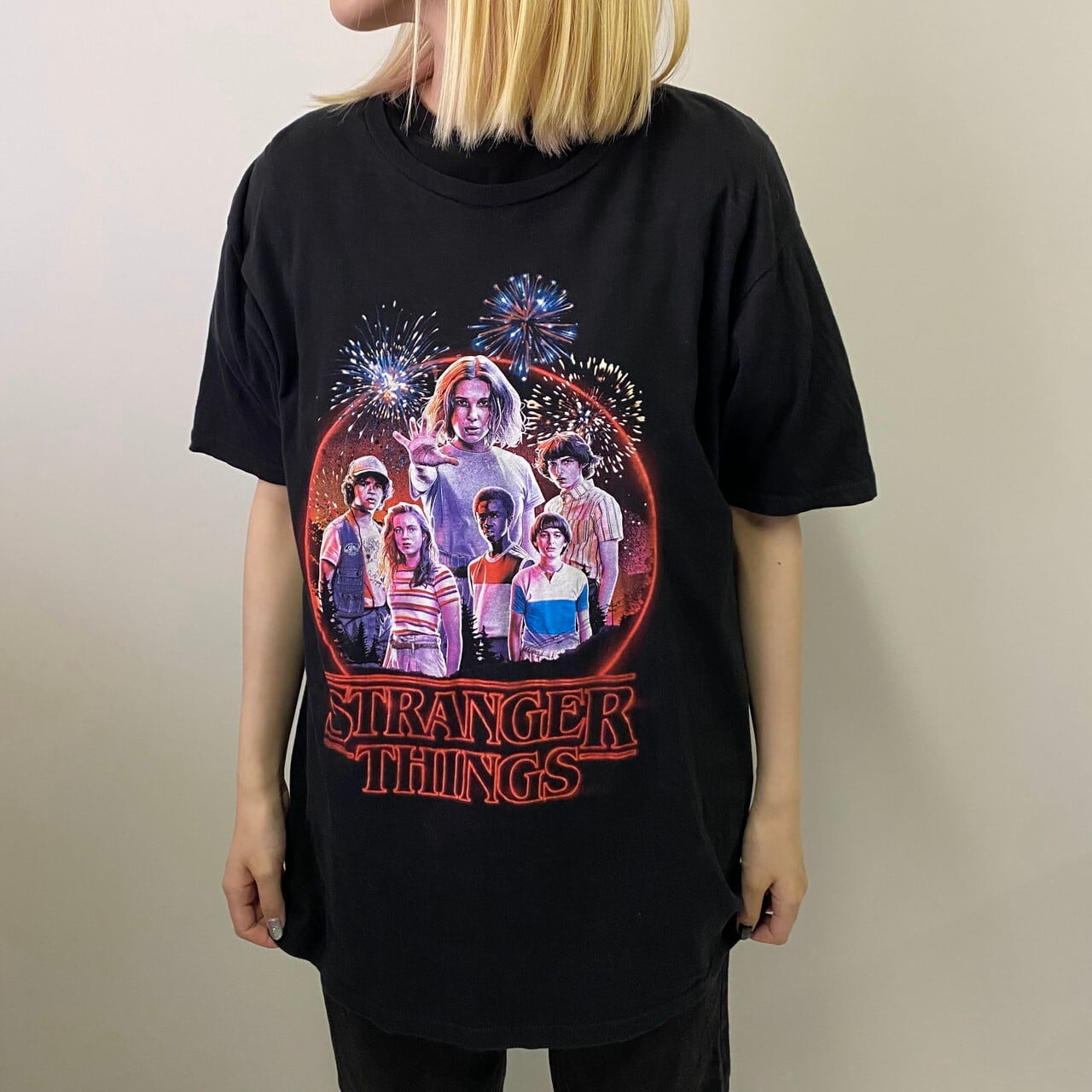 極希少　stranger things プリントTシャツ　ムービー　黒　XL