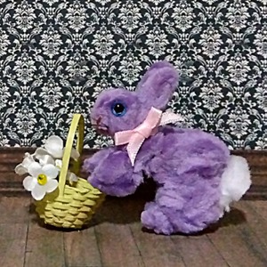 モールのミニチュア コットンテイルバニー　J　ラベンダー / Chenille cotton tail bunny J