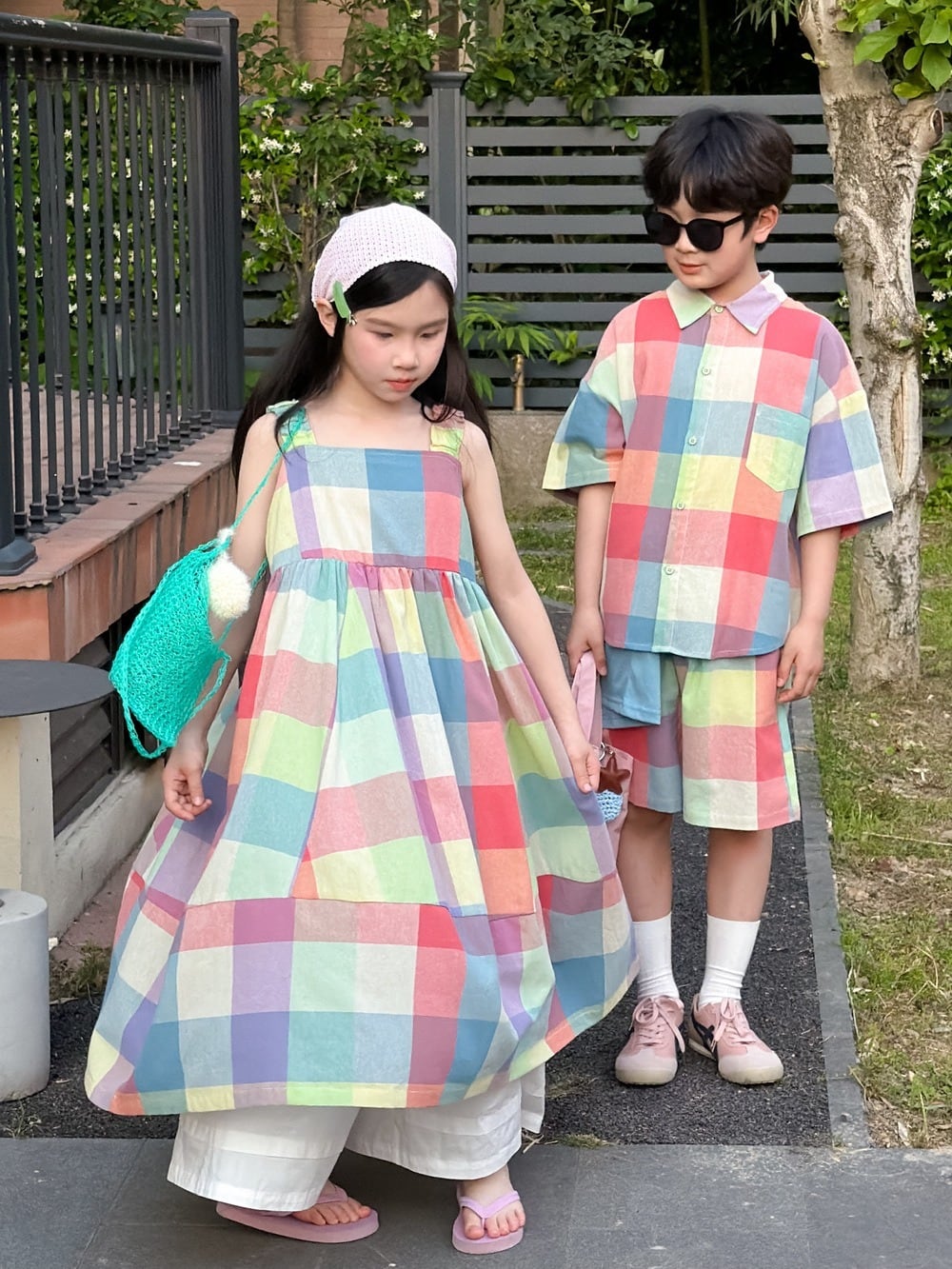 カラフルチェックのセットアップとワンピース（カラフル）KMAI｜リンク