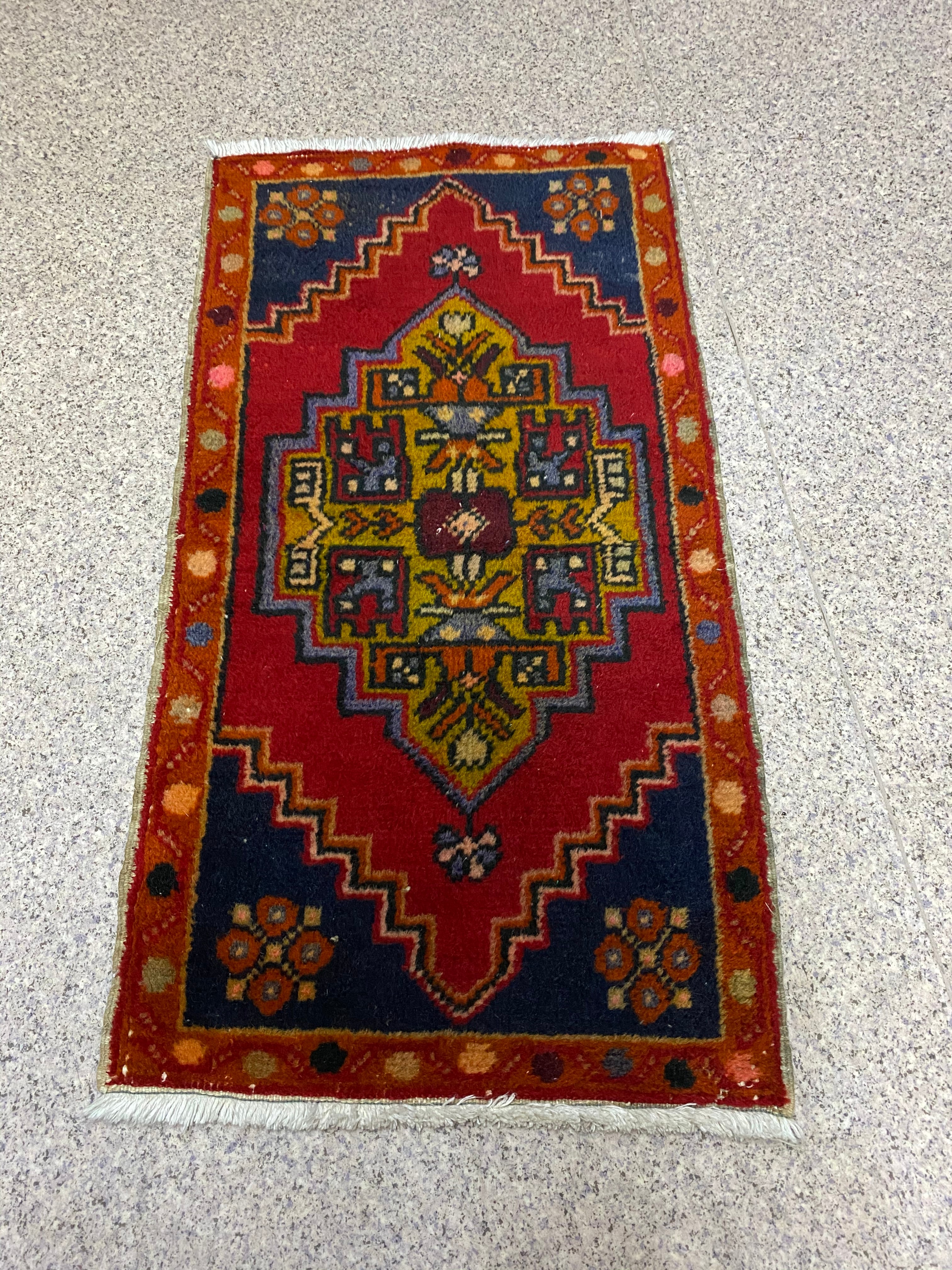 トルコ絨毯 玄関マット 室内 カーペット ラグ 94×49cm hali 1