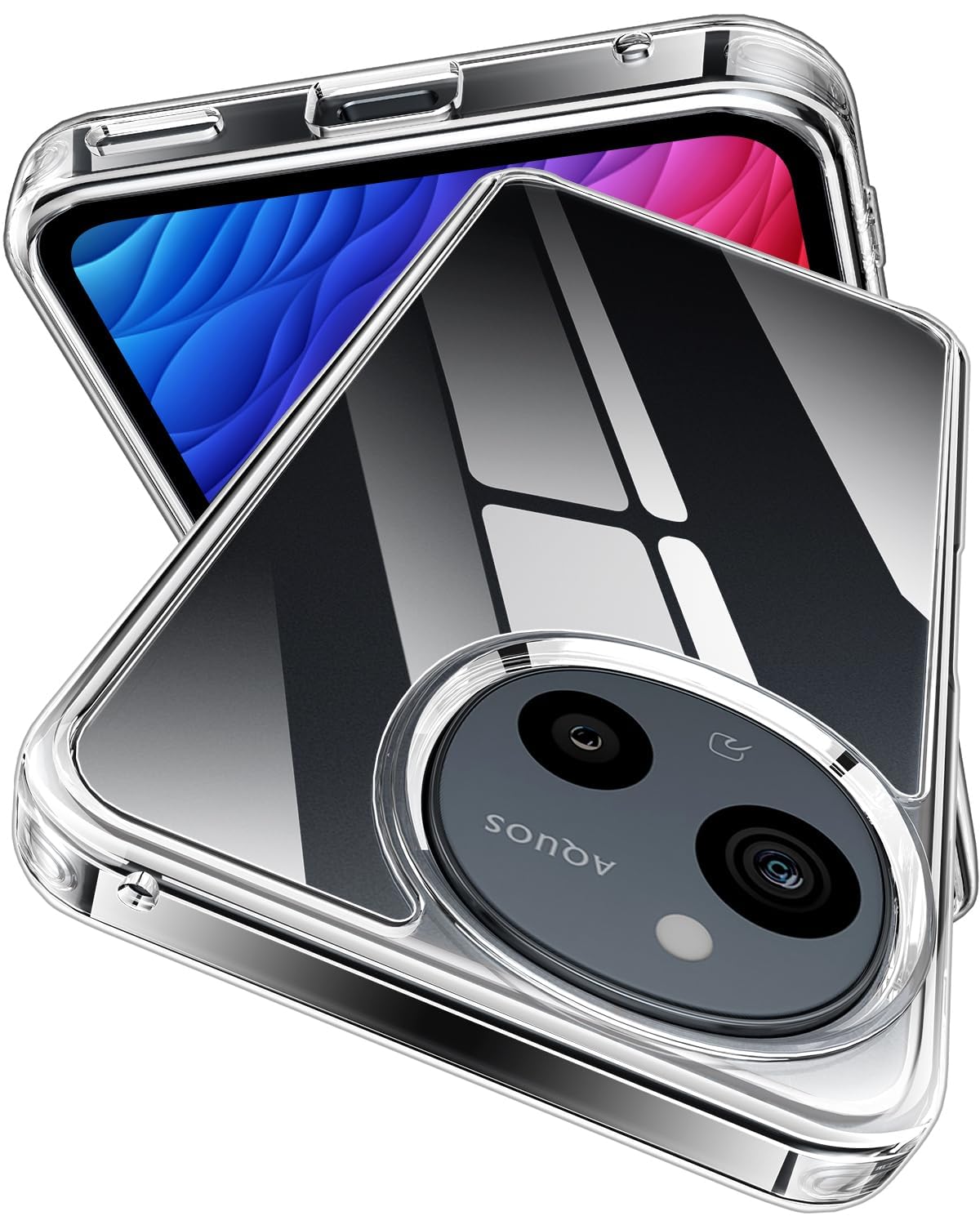 Wolirit AQUOS sense10 ケース Sense9 ケース クリア 薄型 SH-53E SHG14 SH-M29 SH-53F SH-M33 衝撃吸収 PC背面+TPUバンパー ストラップホール付き 耐衝撃 アクオス センス10/9 カバー