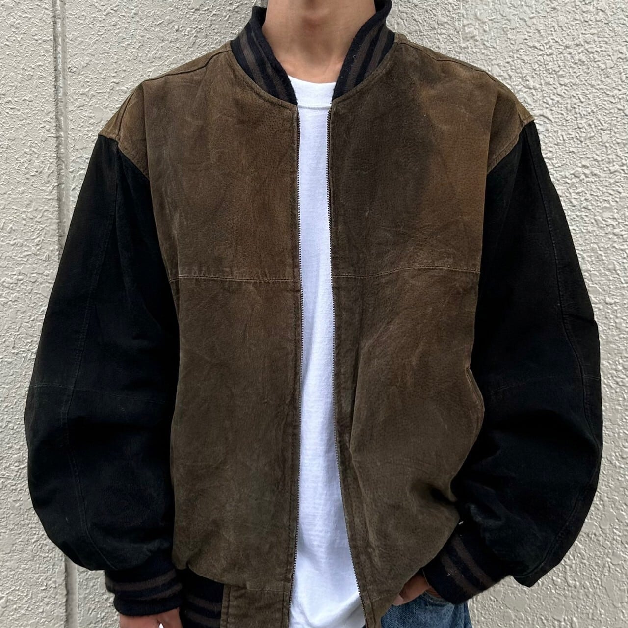 袖丈約59センチvintage lether bomber jacket brown M