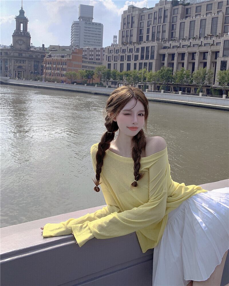 ブラウス Tシャツ サマー薄手カジュアルルーズトップス ロング 夏物 シルク ブラックストロベリース75778380735