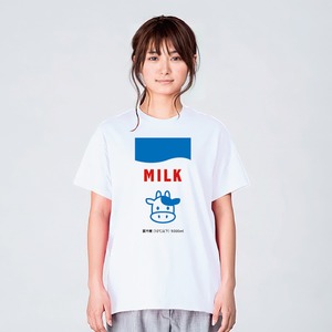 牛乳パック イラスト Tシャツ メンズ レディース 半袖 かわいい シンプル ゆったり おしゃれ トップス 白 30代 40代 ペアルック プレゼント 大きいサイズ 綿100% 160 S M L XL