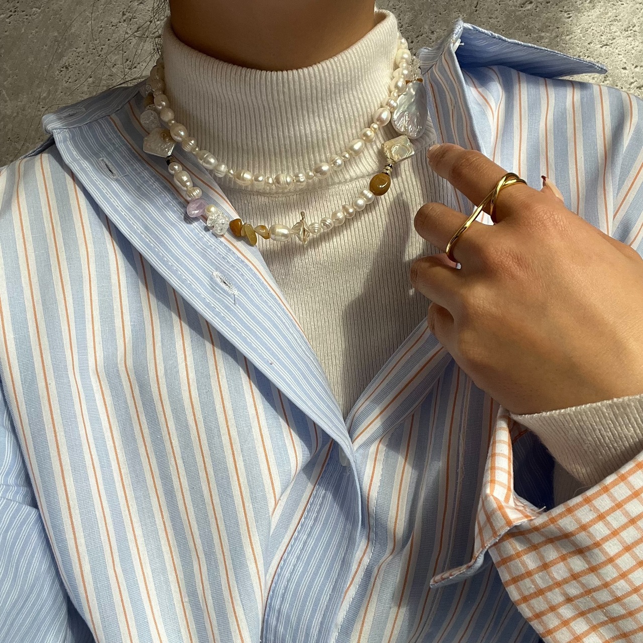 【orange】 バロックパールネックレス ［GKN040］