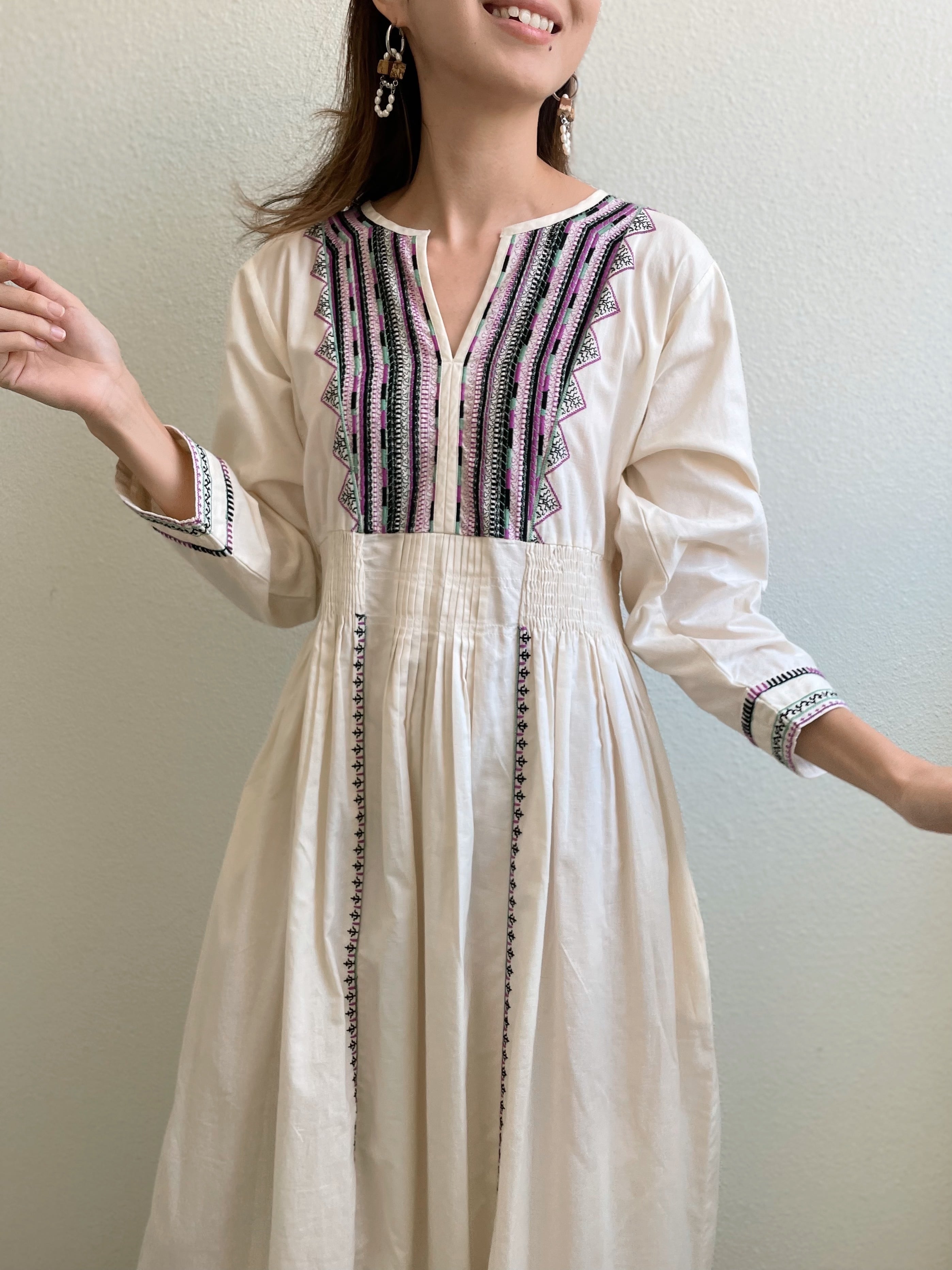 刺繍エスニックワンピース / ホワイト（セレクト） | at okinawa