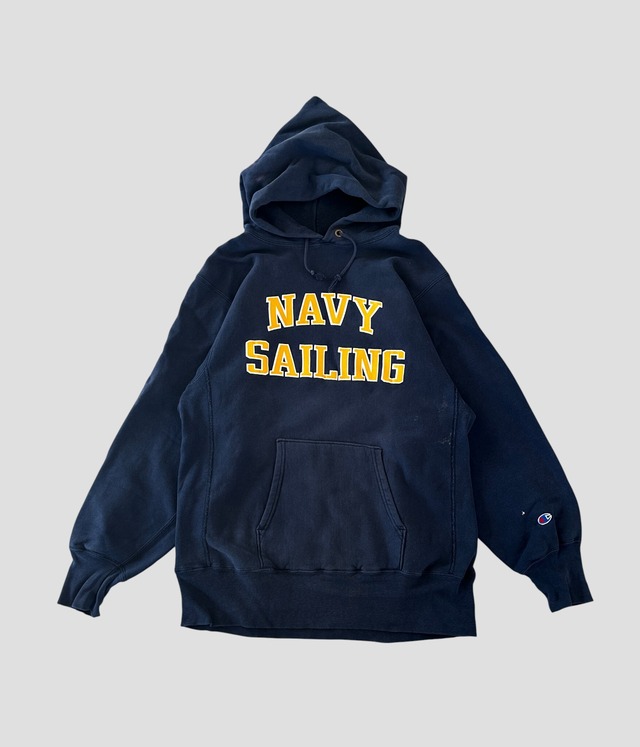 -Champion- Vintage 90s XL NAVY SALING Reverse Weave Hoodie made in USA