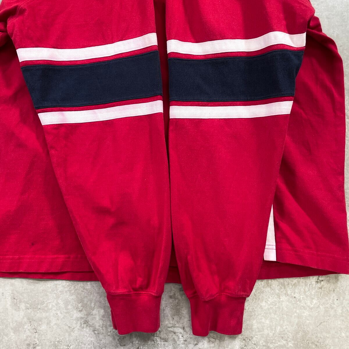 90年代 LANDS' END ランズエンド ライン入り ラガーシャツ メンズXL