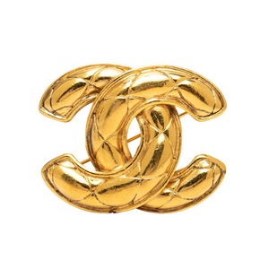 シャネル ヴィンテージ マトラッセ ココマーク ブローチ ゴールド メッキ レディース CHANEL 【中古】