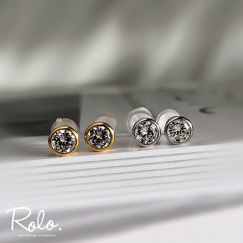 CZ 覆輪留め5mmピアス シルバー925 | Roloshop BASE店
