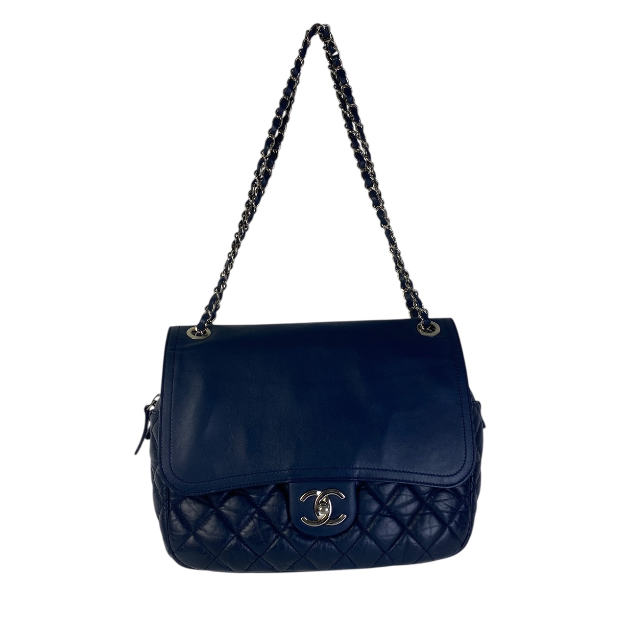 【最終処分SALE】CHANEL シャネル マトラッセ  キャビアスキン ショルダーバッグ ブルー A-7536