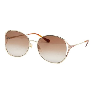 グッチ アジアンフィット UVカット サングラス GG0650SK ブラウン ピンク プラスチック メッキ レディース GUCCI 【中古】