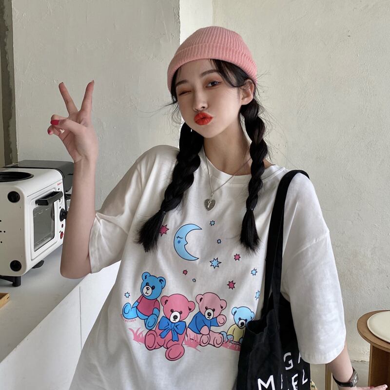 Tシャツ レディースサマースプリングレッドルーズロングトップス 春物 夏物 スーパーモール14621500018