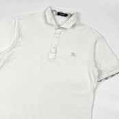 BURBERRY BLACK LABEL バーバリー ブラックレーベル ワンポイント 鹿の子 半袖 ポロシャツ 3/ホワイト メンズ 三陽商会