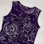 Pagong パゴン 和柄 ハーフボタン タンクトップ L/パープル レディース