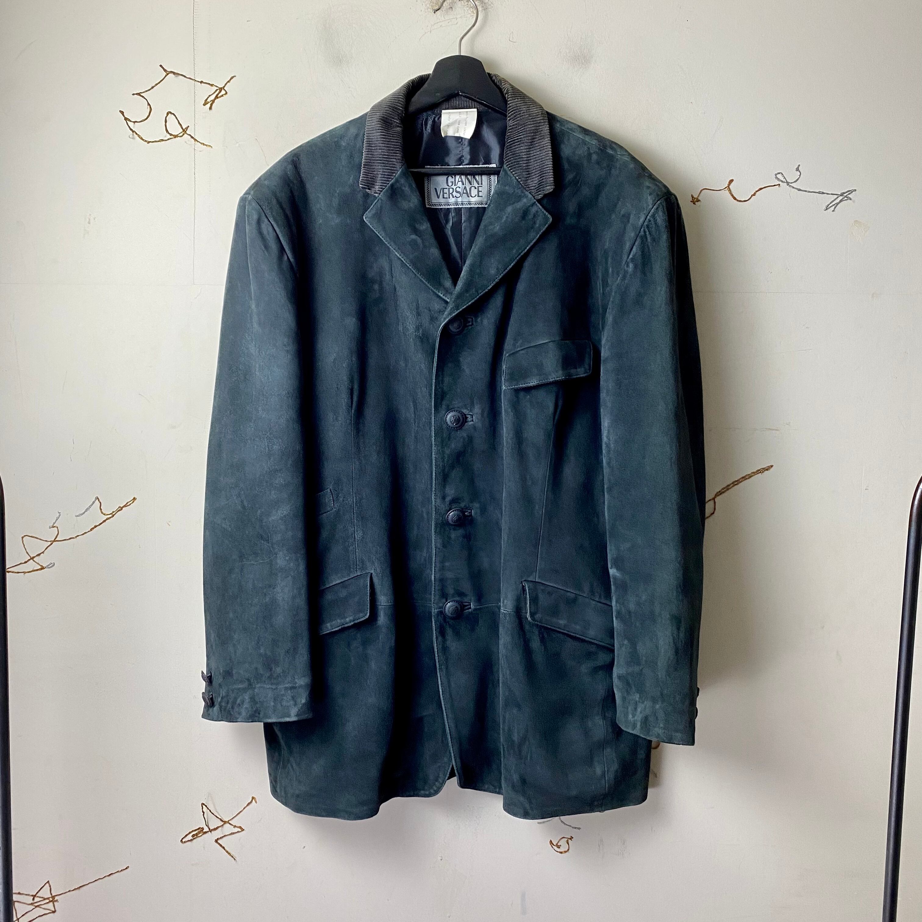 vintage GIANNI VERSACE corduroy switching nubuck tailored jacket 