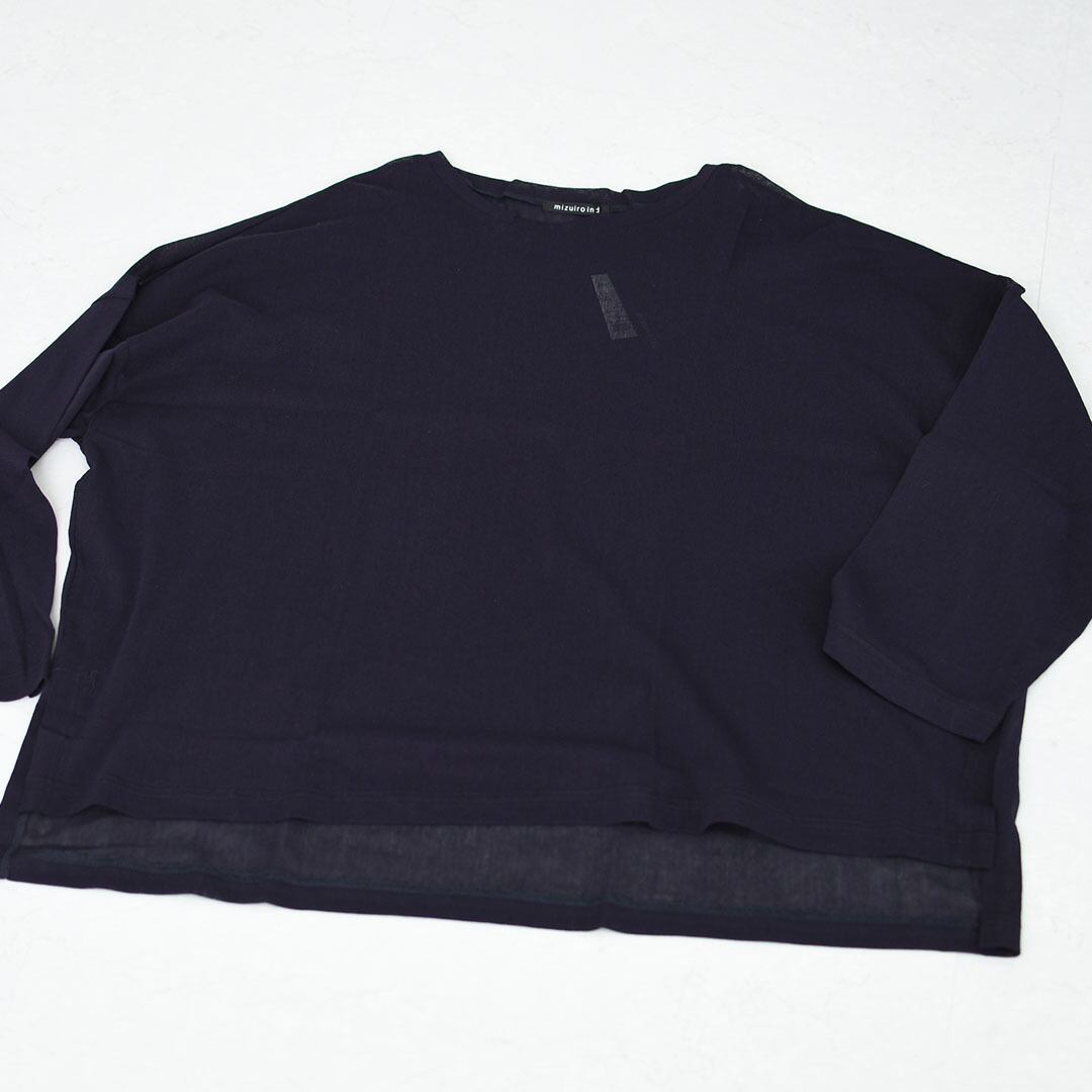 mizuiro ind [ミズイロ インド] mesh long sleeve wide T [1-210062