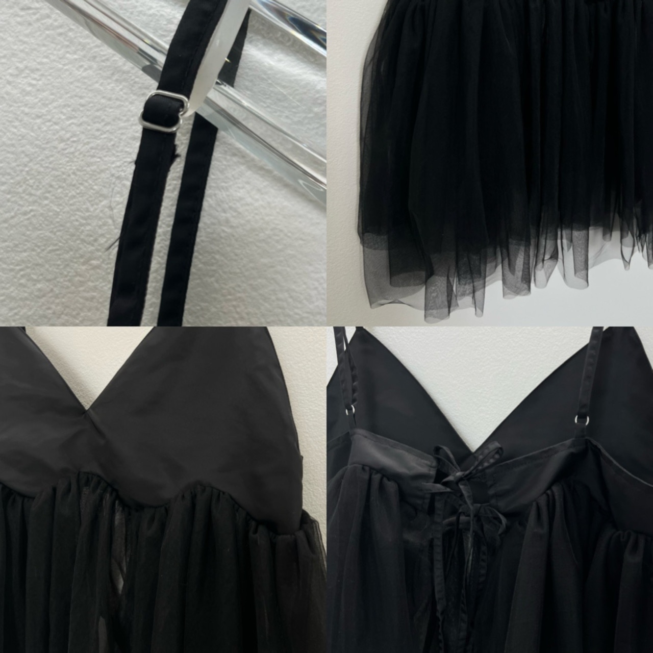 ランダムチュール異素材bustier/ブラック