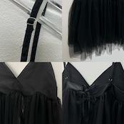 ランダムチュール異素材bustier/ブラック