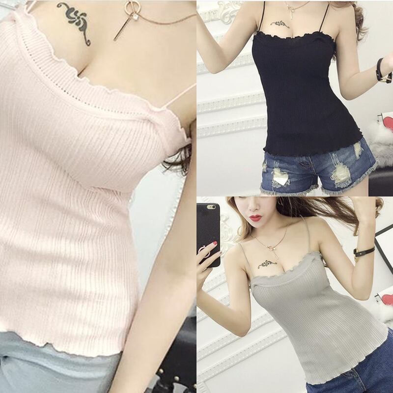 無地 リブ キャミソール