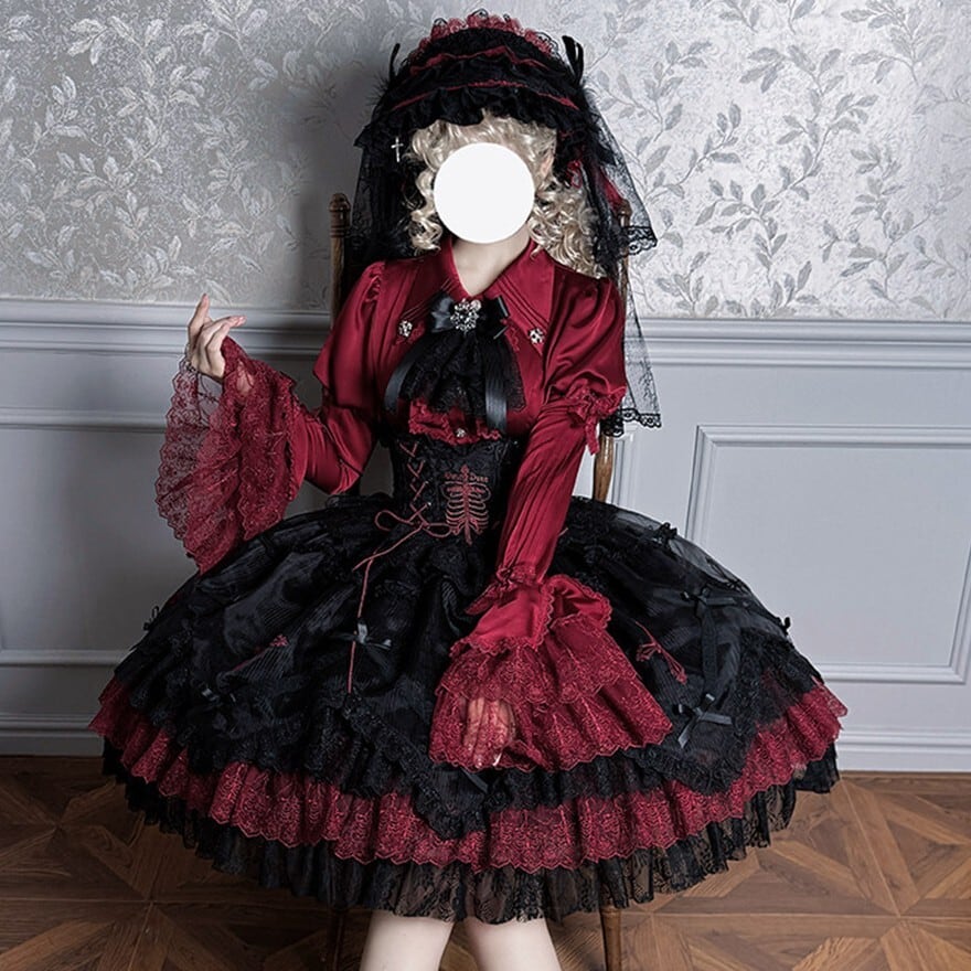 ゴスロリ セットアップ 姫袖ブラウス×ジャンパースカート 双子｜WithU