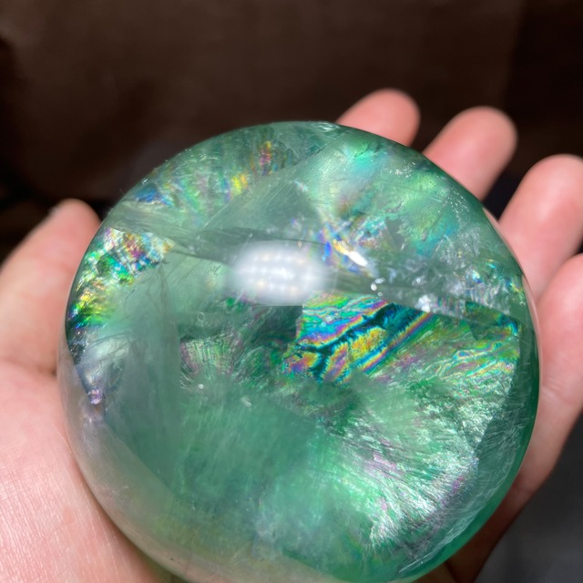 m05.虹が美しいレインボーグリーンフローライトスフィア