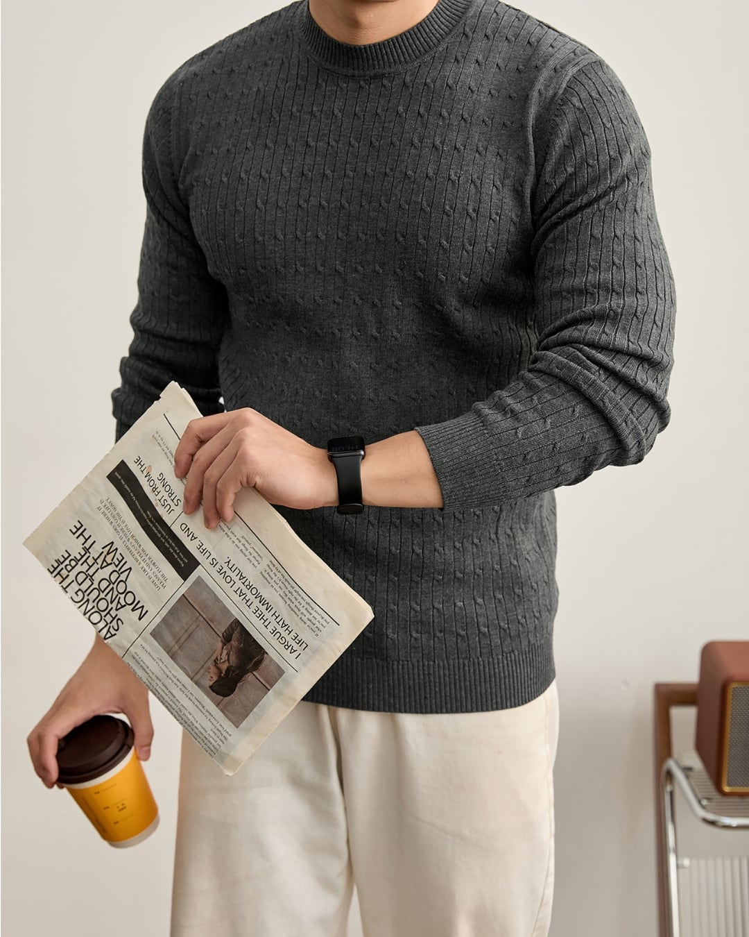 レトロ ケーブルクルーネックニット 5色 A0131