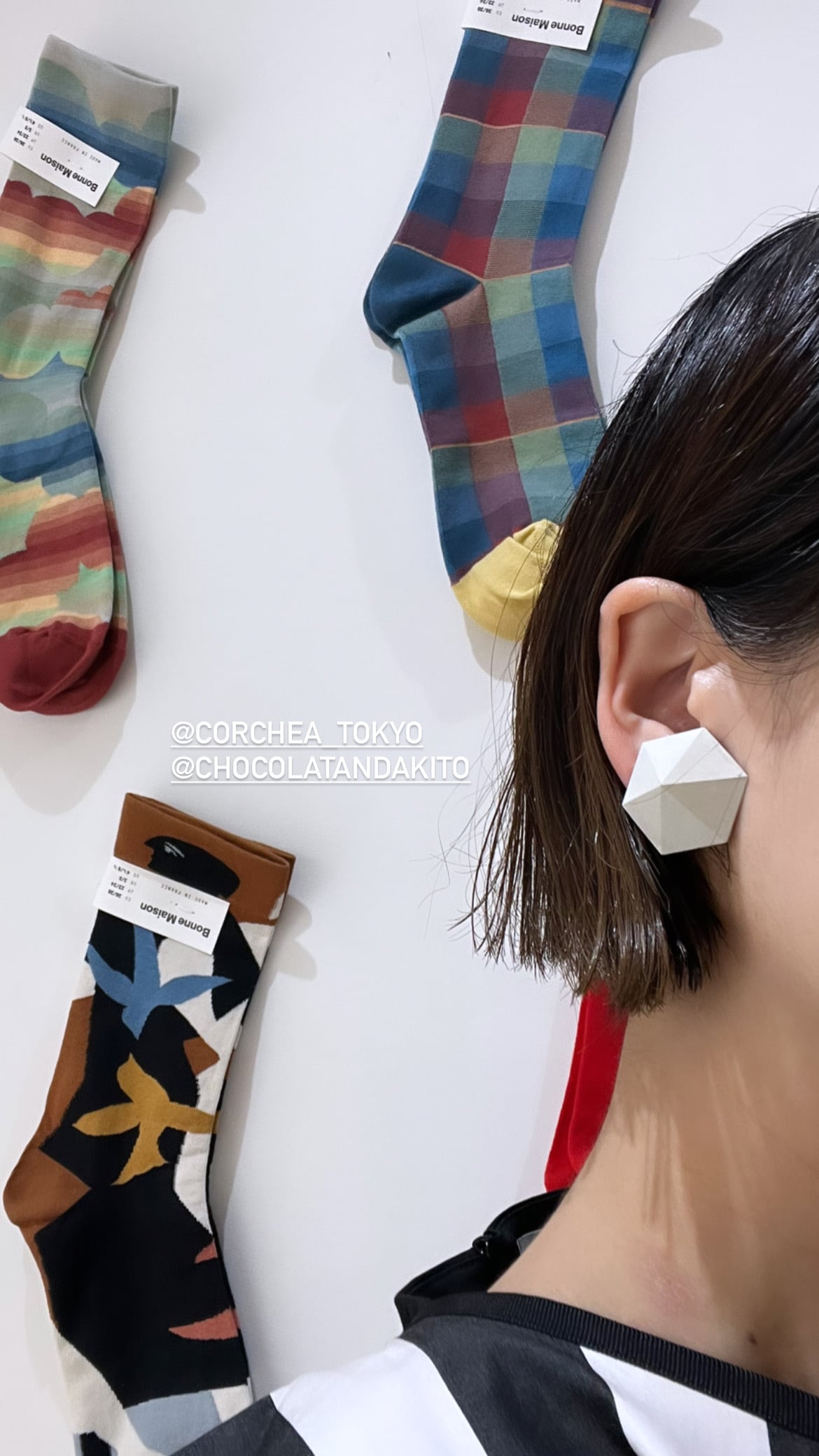 corchea / hexagon  earring【light gray】