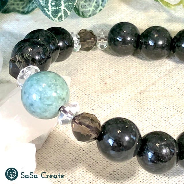 クール☆ 翡翠・黒翡翠とスモーキークォーツのメンズブレスレット