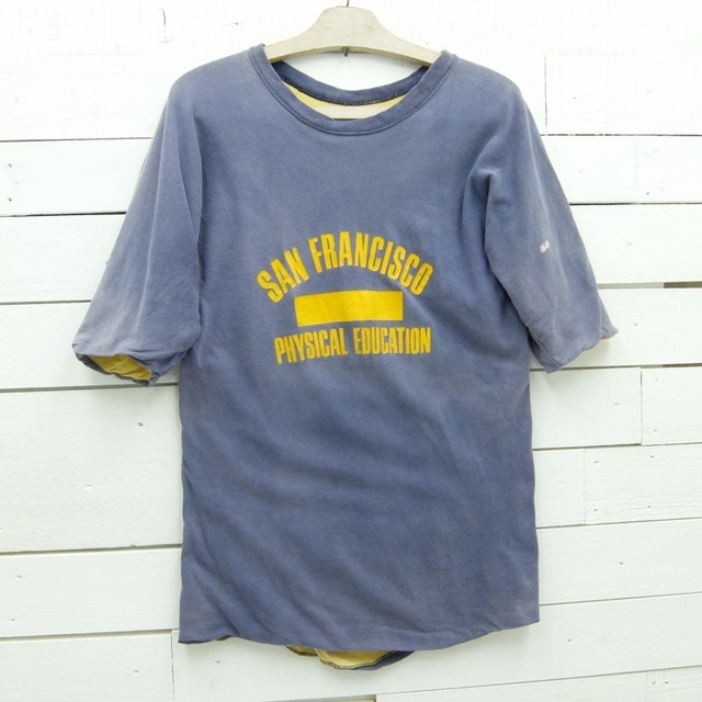 1970's RUSSELL ラッセル リバーシブルTシャツ ネイビー×イエロー ビンテージ メンズ Mサイズ相当