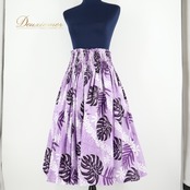 フラダンス 衣装 パウスカート パープル系 OK Hula Factory シングル フラ ダンス モンステラ柄 ティアレ柄 花柄 華やか ハワイアン アロハ スカート ハワイアンプリント 紫 ホワイト系 ブラック系