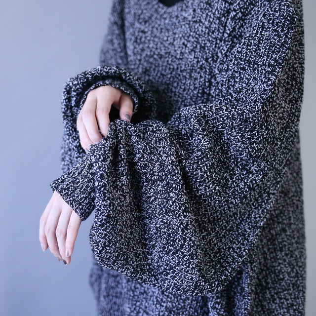 "KING SIZE" XXXXXL super over silhouette melange knit sweater